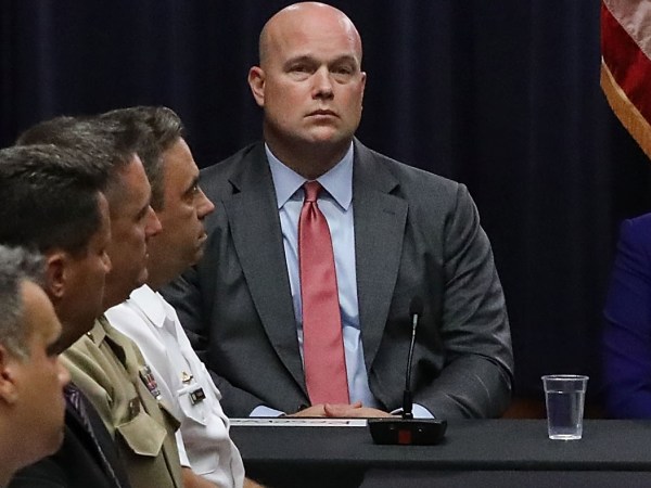 WASHINGTON, DC - AUGUST 29:  (L-R) Department of Justice Chief of Staff Matt Whitaker, the FBI's Kristi Johnson and  U.S. Attorney General Jeff Sessions participate in a round table event with the Joint Interagency Task Force - South (JIATF-S) foreign liaison officers and  at the Department of Justice Kennedy building August 29, 2018 in Washington, DC. Based in Key West, Florida, the JIATF-S  is tasked with stopping the flow of illicit drugs with the cooperation of other agencies and international partners, including Brazil, Canada, Chile, Colombia, Dominican Republic, Ecuador, El Salvador, France, Honduras, Mexico, the Netherlands, Panama, Peru, Spain, Trinidad and Tobago and the United Kingdom.  (Photo by Chip Somodevilla/Getty Images)