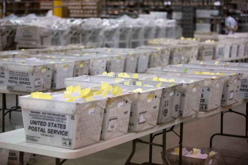 PALM BEACH, FL - NOVEMBER 18: Election ballot trays  at the Supervisor of Elections Service Center on November 18, 2018 in Palm Beach, Florida. (Photo by Saul Martinez/Getty Images)