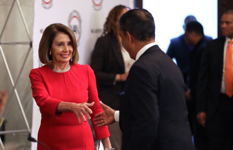 WASHINGTON, DC - NOVEMBER 14: House Minority Leader Nancy Pelosi (D-CA) arrives at a post-midterm meeting of Rev. Al Sharpton's National Action Network in the Kennedy Caucus Room at the Russell Senate Office Building on Capitol Hill November 14, 2018 in Washington, DC. Politicians considering a run for the 2020 Democratic party nomination, including Sen. Elizabeth Warren (D-MA) and Sen. Kamala Harris (D-CA), addressed the network meeting as well as House members vying for leadership positions. (Photo by Chip Somodevilla/Getty Images)