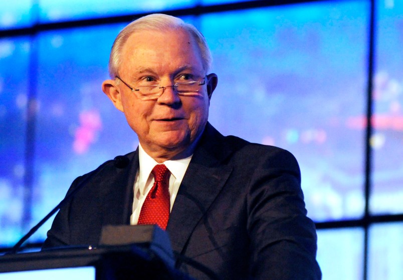 Former U.S. Attorney General Jeff Sessions addresses a business group in Montgomery, Ala., on Tuesday, Dec. 11, 2018. Sessions praised what he called the policy achievements of President Donald Trump but said he doesn't follow tweets as much as he once did. (AP Photo/Jay Reeves)