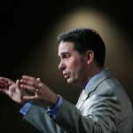 ORLANDO, FL - JUNE 02:  Wisconsin Governor Scott Walker and possible Republican presidential candidate speaks during the Rick ScottÕs Economic Growth Summit held at the DisneyÕs Yacht and Beach Club Convention Center on June 2, 2015 in Orlando, Florida. Many of the leading Republican presidential candidates are scheduled to speak during the event.  (Photo by Joe Raedle/Getty Images)