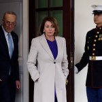 Speaker of the House Nancy Pelosi, D-Calif., Senate Minority Leader Chuck Schumer, D-N.Y., House Minority Leader Kevin McCarthy, R-Calif., Senate Majority Leader Mitch McConnell, R-Ky., xxxxXXXXX speaks to reporters after meeting with President Donald Trump about border security in the Situation Room of the White House, Friday, Jan. 4, 2018, in Washington. (AP Photo/Evan Vucci)