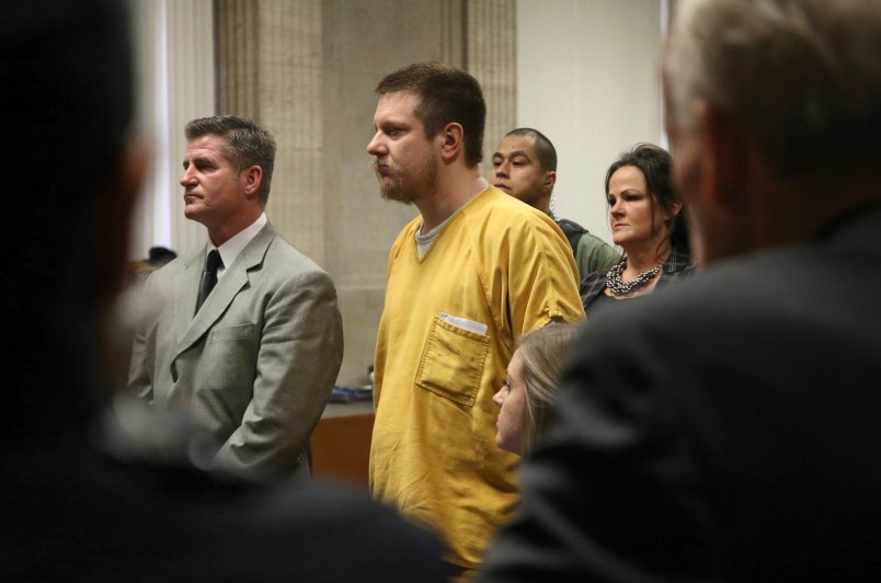 Former Chicago police Officer Jason Van Dyke and his attorney Daniel Herbert attend Van Dyke's sentencing hearing at the Leighton Criminal Court Building Friday, Jan. 18, 2019 in Chicago.(Antonio Perez/ Chicago Tribune via AP, Pool)