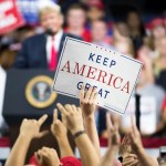 JOHNSON CITY, TN - OCTOBER 01: President Donald Trump speaks to the crowd during a campaign rally at Freedom Hall on October 1, 2018 in Johnson City, Tennessee. President Trump held the rally to support Republican senate candidate Marsha Blackburn. (Photo by Sean Rayford/Getty Images)