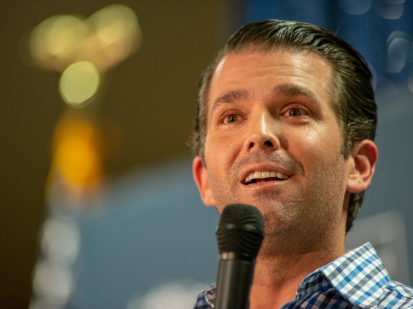 BOZEMAN,MT-SEPTEMBER,25: Donald Trump,Jr. speaks at a campaign rally in support  Montana Senate candidate Matt Rosendale  in Bozeman, MT on September 25,2018. Rosendale is running against incumbent Democrat Senator Jon Tester in the 2018 midterm elections. (Photo by William Campbell-Corbis via Getty Images)
