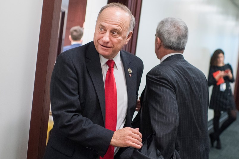 UNITED STATES - NOVEMBER 28: Rep. Steve King, R-Iowa, leaves a meeting of the House Republican Conference in the Capitol on November 28, 2018. (Photo By Tom Williams/CQ Roll Call)