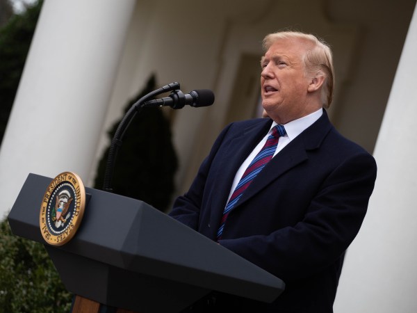 President Donald Trump speaks to and takes questions from the media in the Rose Garden of the White House after meeting with Democratic leadership to discuss the ongoing partial government shutdown, January 4, 2019. (Photo by Michael Candelori/NurPhoto)