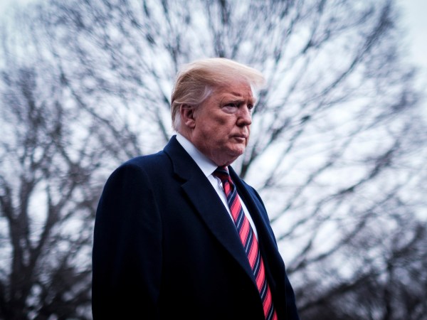 WASHINGTON, DC - JANUARY 19: President Trump stops to speak to reporters as he prepared to board Marine One on the South Lawn of the White House on January 19, 2019 in Washington, DC. Trump is traveling to Dover Air Force Base in Delaware to visit with families four Americans who were killed in an explosion Wednesday in Syria. (Photo by Pete Marovich/Getty Images)