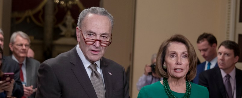 WASHINGTON, DC - DECEMBER 20: Senate Minority Leader Chuck Schumer (D-N.Y) and House Minority Leader Nancy Pelosi (D-CA) hold a press conference on Capitol Hill on December 20, 2018 in Washington, DC. (Photo by Tasos Katopodis/Getty Images)