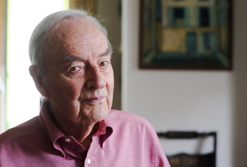 WASHINGTON, DC - APRIL 25:Former U.S. Senator Harris Wofford, 90, is getting married next Saturday to Matthew Charlton, age 40. He is photographed in his condominium in Washington, D.C. on April 25, 2016. Former U.S. Senator Harris Wofford, 90, served as President of Bryn Mawr College and President JFK's special assistant on civil rights. He is getting married next Saturday to Matthew Charlton, age 40. In Sunday's New York Times Week in Review, Wofford wrote of being in love twice in his life, to his late wife Clare of half century, and to Charlton, his companion of 15 years.(Photo by Marvin Joseph/The Washington Post)