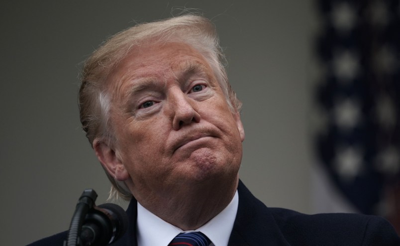 WASHINGTON, DC - JANUARY 04:  U.S. President Donald Trump speaks in the Rose Garden of the White House on January 4, 2019 in Washington, DC. Trump hosted both Democratic and Republican lawmakers at the White House for the second meeting in three days as the government shutdown heads into its third week.  (Photo by Alex Wong/Getty Images)