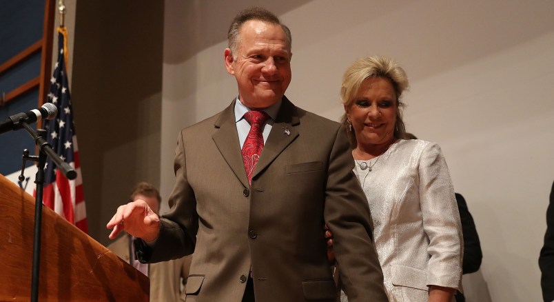 Republican Senatorial candidate Roy Moore concedes defeat against his Democratic opponent Doug Jones at his election night party in the RSA Activity Center on December 12, 2017 in Montgomery, Alabama. Mr. Moore lost the special election to replace Attorney General Jeff Sessions in the U.S. Senate.