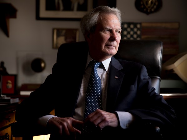 Rep. Walter Jones, R-N.C. poses for a portrait in his office on Capitol Hill, Wednesday, Oct. 25, 2017, in Washington. As President Trump argued about what he said to the family of a soldier killed in Niger, a North Carolina congressman was quietly doing what he's done more than 11,000 times: signing a condolence letter to that family and others. Republican Rep. Walter Jones began signing the letters to families in 2003 as penance for his 2002 vote supporting war in Iraq. (AP Photo/Andrew Harnik)