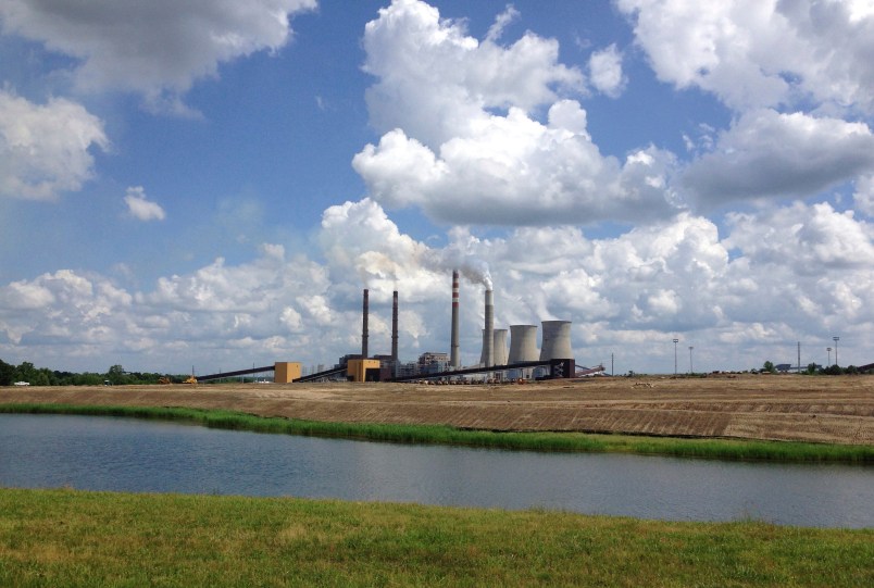 A panoramica view of the Paradise Fossil Plant in Drakesboro Ky., on Tuesday, June 3, 2014, shows in the foreground across lake the clearing for the new natural gas burning plant.  The new $1 billion facility will replace two coal burning units at the plant beginning in 2017.