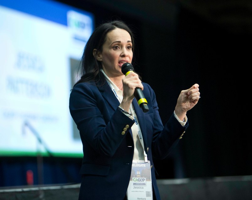 during the California Republican Party convention in Sacramento, Calif., Saturday, Feb. 23, 2018. (AP Photo/Steve Yeater)