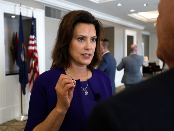 DETROIT, MI - AUGUST 8: Gretchen Whitmer, Michigan democratic gubernatorial nominee, speaks with a reporter after a Democrat Unity Rally at the Westin Book Cadillac Hotel August 7th, 2018 in Detroit, Michigan. Whitmer will face off against republican gubernatoral nominee Bill Schuette in November. (Photo by Bill Pugliano/Getty Images)