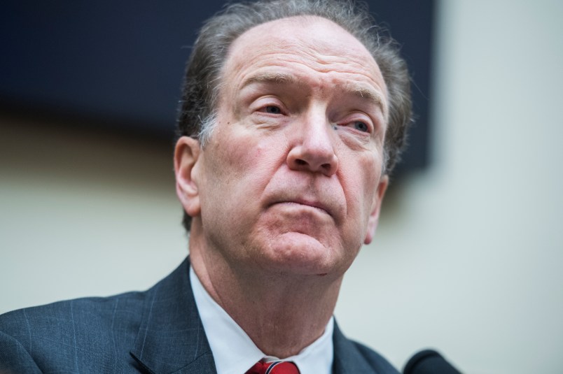 UNITED STATES - DECEMBER 12: ??????????????David R. Malpass, under secretary for International Affairs at the U.S. Department of the Treasury, testifies at a House Financial Services Subcommittee on Monetary Policy and Trade hearing titled “Evaluating the Effectiveness of the International Financial Institutions,” in Rayburn Building on December 12, 2018. (Photo By Tom Williams/CQ Roll Call)