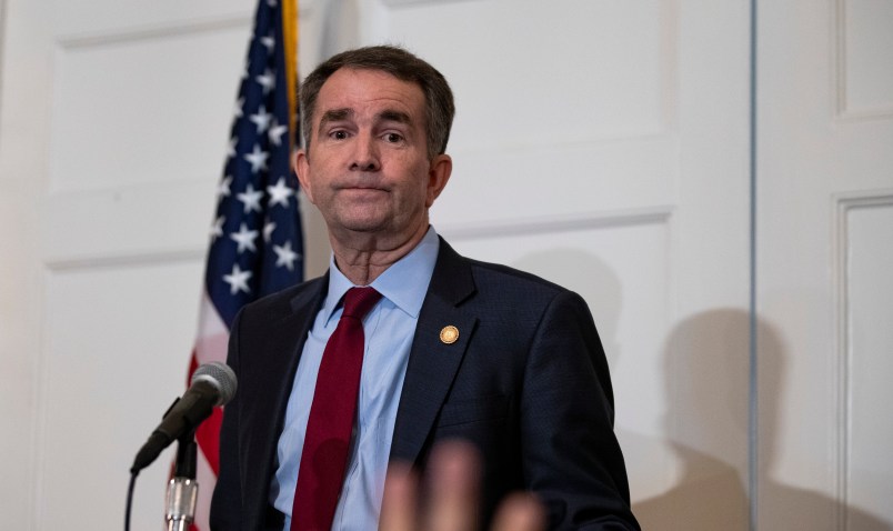 RICHMOND, VA - FEBRUARY 02: Virginia Governor Ralph Northam speaks with reporters at a press conference at the Governor's mansion on February 2, 2019 in Richmond, Virginia. Northam denies allegations that he is pictured in a yearbook photo wearing racist attire. (Photo by Alex Edelman/Getty Images)