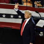 President Donald Trump greets supporters at a April 29, 2017 rally in Harrisburg, PA. The “Make America Great Again” event is to celebrate the president’s first 100 days in office and to campaign for the 2020 US Presidential Elections. (Photo by Bastiaan Slabbers/NurPhoto)