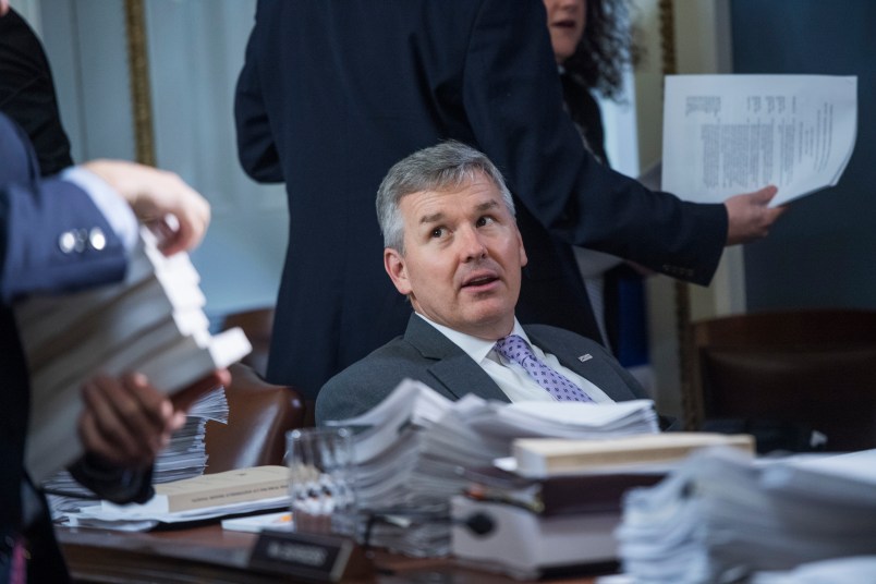 UNITED STATES - MAY 21: Rep. Rob Woodall, R-Ga., prepares for a House Rules Committee hearing in the Capitol on May 21, 2018. (Photo By Tom Williams/CQ Roll Call)