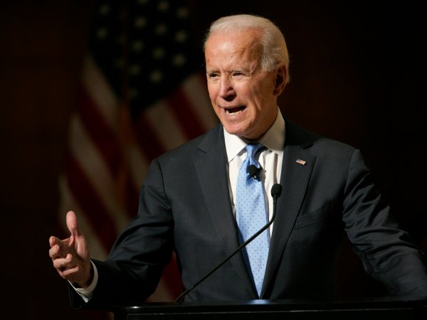 Former Vice President Joe Biden speaks at the Chuck Hagel Forum in Global Leadership, on the campus of the University of Nebraska-Omaha, in Omaha, Neb., Thursday, Feb. 28, 2019. (AP Photo/Nati Harnik)