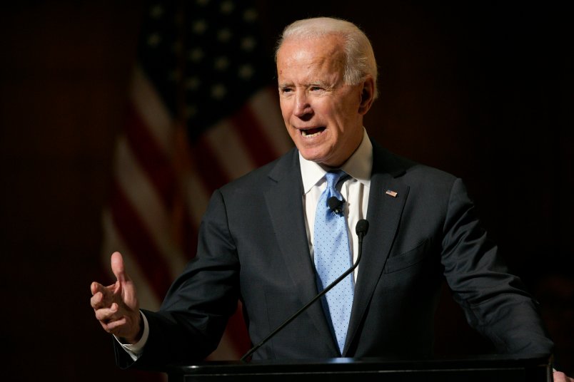 Former Vice President Joe Biden speaks at the Chuck Hagel Forum in Global Leadership, on the campus of the University of Nebraska-Omaha, in Omaha, Neb., Thursday, Feb. 28, 2019. (AP Photo/Nati Harnik)