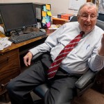 In this Thursday, Feb. 21, 2019 photo, Goodloe Sutton, publisher of the Democrat-Reporter newspaper, speaks during an interview at the newspaper's office in Linden, Ala. Sutton, who advocated for a revival of the Ku Klux Klan in a newspaper editorial, is turning over control to a black woman. The Democrat-Reporter, announced Friday, Feb. 22, 2019, that Elecia R. Dexter is taking over as the paper's publisher and editor from Sutton. (Mickey Welsh/The Montgomery Advertiser via AP)