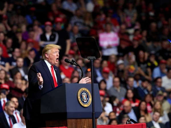 President Donald Trump speaks at a campaign rally in Grand Rapids, Mich., Thursday, March 28, 2019. (AP Photo/Manuel Balce Ceneta)
