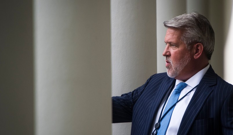 WASHINGTON, DC - JULY 25 : White House Communications Director Bill Shine arrives before President Donald J. Trump and Jean-Claude Juncker President of the European Commission participate in a joint statement about how the US will work with the European Union to try and eliminate trade tariffs, in the Rose Garden of the White House on Wednesday, July 25, 2018 in Washington, DC. (Photo by Jabin Botsford/The Washington Post via Getty Images)