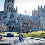 WASHINGTON, DC - JANUARY 25: People walk near Washington National Cathedral. Massachusetts Avenue Heights is a neighborhood in DC that is bounded to the north by Woodley Road, to the southwest by Massachusetts Avenue, to the east by 34th Street NW, and to the west by Wisconsin Avenue. (Photo by Sarah L. Voisin/The Washington Post)