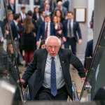 WASHINGTON, DC - FEBRUARY 14: Senator Bernie Sanders (I-VT) briefly  speaks to reporters about the released border security conference committee report, which would prevent another government shutdown, to be possibly voted on today in the Senate on Capitol Hill in Washington DC on Thursday February 14, 2019. (Photo by Melina Mara/The Washington Post)