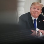 WASHINGTON, DC - MARCH 06: President Donald Trump participates in a meeting with the American Workforce Policy Advisory Board inside the State Dining Room on March 6, 2019 in Washington, DC.   (Photo by Tom Brenner/Getty Images)