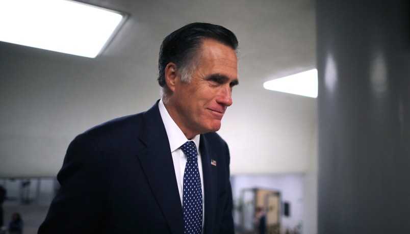 WASHINGTON, DC - MARCH 05: Sen. Mitt Romney (R-UT) heads to the U.S. Capitol for the weekly Republican policy luncheon March 05, 2019 in Washington, DC. With the support of at least four Republicans, the Senate seems poised to approve a resolution of disapproval on President Donald Trump's use of a national emergency declaration to secure the money he wants to build a border wall on the southern border. (Photo by Chip Somodevilla/Getty Images)