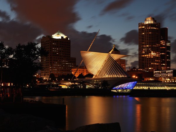 MILWAUKEE - SEPTEMBER 20:  Partial view of Milwaukee Skyline at night on September 20, 2014 in Milwaukee, Wisconsin. (Photo By Raymond Boyd/Getty Images)