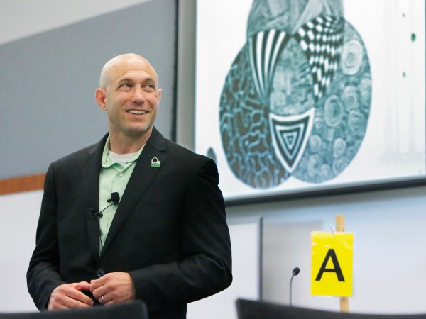 BIDDEFORD, ME - AUGUST 12: Dr. Jeremy Richman talks with students and faculty at the University of New England in Biddeford on Tuesday, August 12, 2014. Dr. Richman's daughter Avielle was killed in the Sandy Hook shooting in Connecticut and he is studying the human brain and exploring whether there are neurological signs that predispose people toward violent acts. He and his wife Jennifer Hensel have also started The Avielle Foundation, which raises money to provide grants for neurological research. (Photo by Gregory Rec/Staff Photographer)