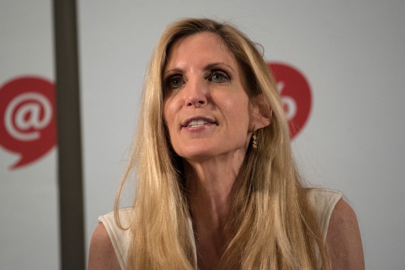 Ann Coulter speaks during Politicon at the Pasadena Convention Center in Pasadena, California on July 29, 2017. Politicon is a bipartisan convention that mixes politics, comedy and entertainment. (Photo by: Ronen Tivony) (Photo by Ronen Tivony/NurPhoto)