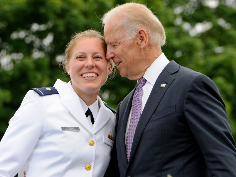 during commencement for the United States Coast Guard Academy in New London, Conn., Wednesday, May 22, 2013. (AP Photo/Jessica Hill)