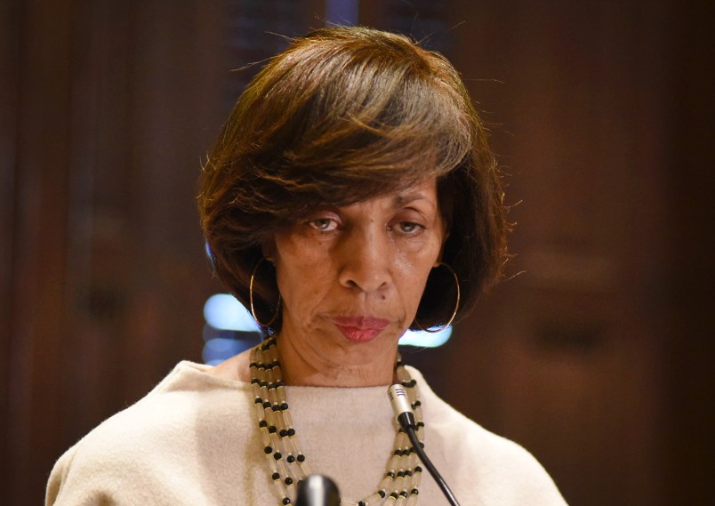 Mayor Catherine Pugh offers background on her "Healthy Holly" book business and the healthy lifestyle baby products she promoted during a City Hall press conference on March 28, 2019. (Amy Davis/Baltimore Sun/TNS)