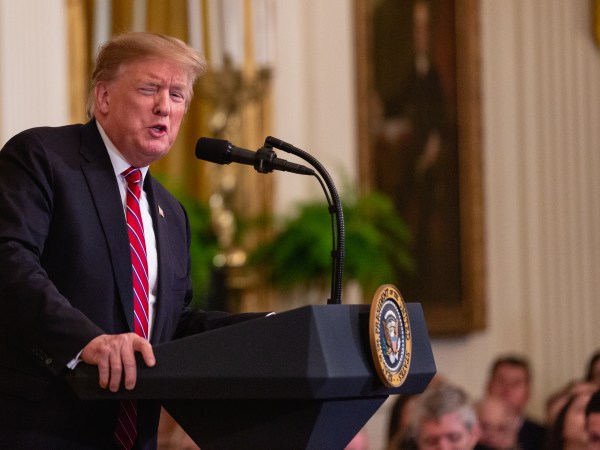 U.S. President Donald Trump delivers remarks at the 2019 White House Prison Reform Summit and First Step Act celebration. Hosted in the East Room of the White House in Washington, D.C., On Monday, April 1, 2019. (Photo by Cheriss May/NurPhoto)