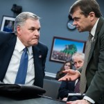 UNITED STATES - APRIL 9: IRS Commissioner Charles P. Rettig, left, talks with Chairman Mike Quigley, D-Ill., during a House Appropriations Subcommittee on Financial Services and General Government hearing in Rayburn Building on the IRS's budget request for Fiscal Year 2020 on Tuesday, April 9, 2019. (Photo By Tom Williams/CQ Roll Call)