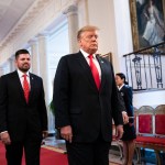 WASHINGTON, DC - APRIL 18:  U.S. President Donald Trump arrives for an event recognizing the Wounded Warrior Project Soldier Ride in the East Room of the White House, April 18, 2019 in Washington, DC. Later today the Department of Justice will release special counsel Robert Mueller’s report on Russian election interference in the 2016 U.S. presidential election. (Photo by Drew Angerer/Getty Images)