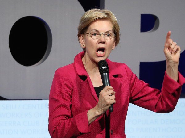 WASHINGTON, DC - APRIL 01: Democratic Presidential candidate U.S. Sen.¬†Elizabeth Warren¬†(D-MA) speaks during the ‚ÄúWe the People" summit featuring 2020 presidential candidates, at the Warner Theatre on April 1, 2019 in Washington, DC. The summit is hosted by The Center for Popular Democracy Action, Planned Parenthood, Sierra Club and the Communications Workers of America. (Photo by Mark Wilson/Getty Images)