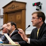 WASHINGTON - SEPTEMBER 15: Stephen Crimmins, partner at K&L Gates LLP, Jonathan "Jack" Katz, a former secretary of the Securities and Exchange Commision, Harvey Pitt, Chief Executive Officer of Kalorama Partners LLC, and J.W. Verret, assistant professor of law at George Mason University School of Law (L-R), testify at a hearing on Capitol Hill on September 15, 2011 in Washington, DC. The hearing focused on recent legeslative proposals to increase the efficiency of the agency in the face of budget restrictions. (Photo by Brendan Hoffman/Getty Images) *** Local Caption *** Harvey Pitt;Jonathan "Jack" Katz;Stephen Crimmins;J.W. Verret