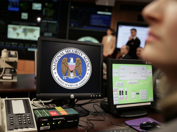 U.S. President George W. Bush gestures visits  the National Security Agency in Fort Meade, Maryland January 25, 2006. Bush met workers and made remarks on American national security at the high-security installation, which he last visited in 2002. Photo by Brooks Kraft/Corbis