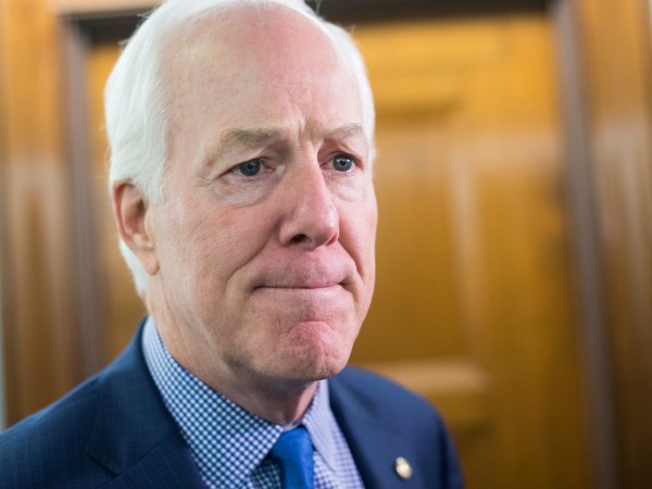 UNITED STATES - OCTOBER 2: Senate Majority Whip John Cornyn, R-Texas, talks with talks with reporters in Dirksen Building on October 2, 2018. (Photo By Tom Williams/CQ Roll Call)