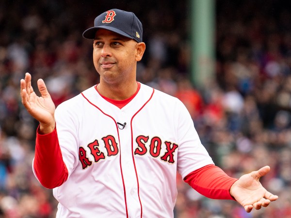 BOSTON, MA - APRIL 9: Manager Alex Cora of the Boston Red Sox is introduced during a 2018 World Series championship ring ceremony before the Opening Day game against the Toronto Blue Jays on April 9, 2019 at Fenway Park in Boston, Massachusetts. (Photo by Billie Weiss/Boston Red Sox/Getty Images) *** Local Caption *** Alex Cora