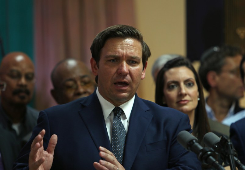 Florida Gov. Ron DeSantis speaks during the bill signing ceremony on Education Achievements at William J. Kirlew Junior Academy in Miami Gardens, Fla., on Thursday, May 9, 2019. (David Santiago/Miami Herald/TNS)