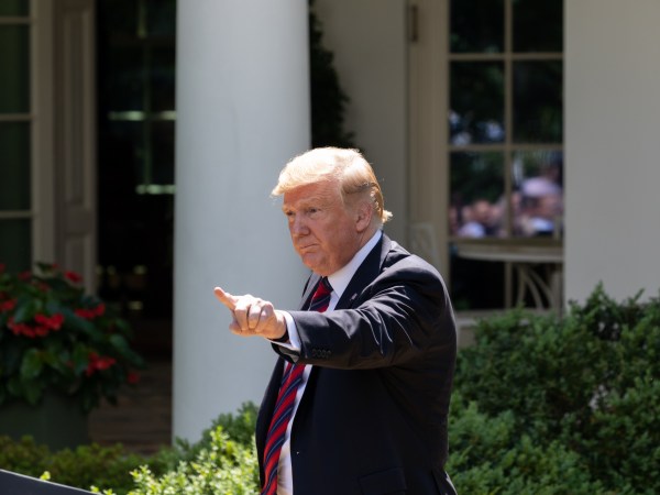 U.S. President Donald Trump leaves the Rose Garden of the White House, after unveiling a new legal immigration proposal, which would prioritize high-skilled immigrants and restrict family-based migration, on Thursday, May 16, 2019. (Photo by Cheriss May/NurPhoto)