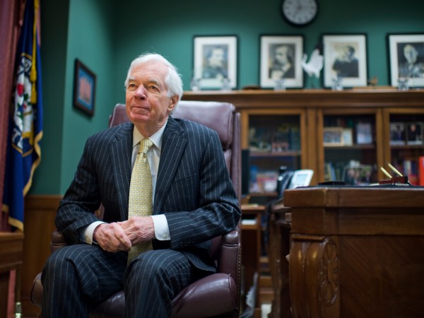 UNITED STATES - JANUARY 14: Sen. Thad Cochran, R-Miss., is interviewed by CQ Roll Call in his Dirksen Building office, January 14, 2015. (Photo By Tom Williams/CQ Roll Call)