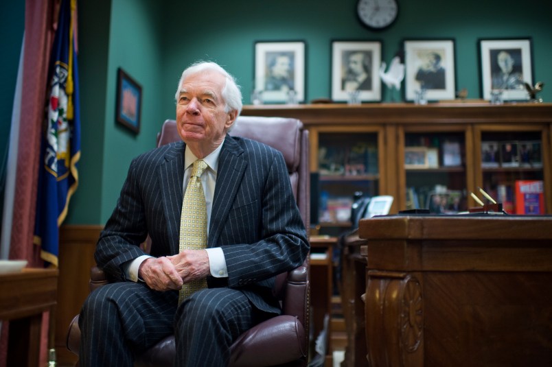 UNITED STATES - JANUARY 14: Sen. Thad Cochran, R-Miss., is interviewed by CQ Roll Call in his Dirksen Building office, January 14, 2015. (Photo By Tom Williams/CQ Roll Call)